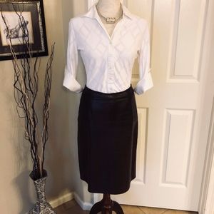 Leather Lined Pencil Skirt Brown - Sz 6